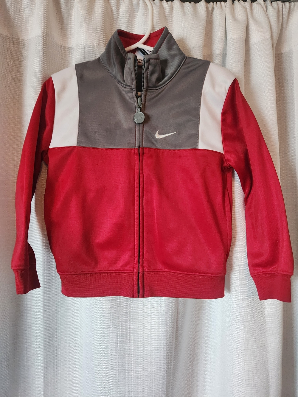 Nike Red Gray White Colorblock Zip Track Jacket